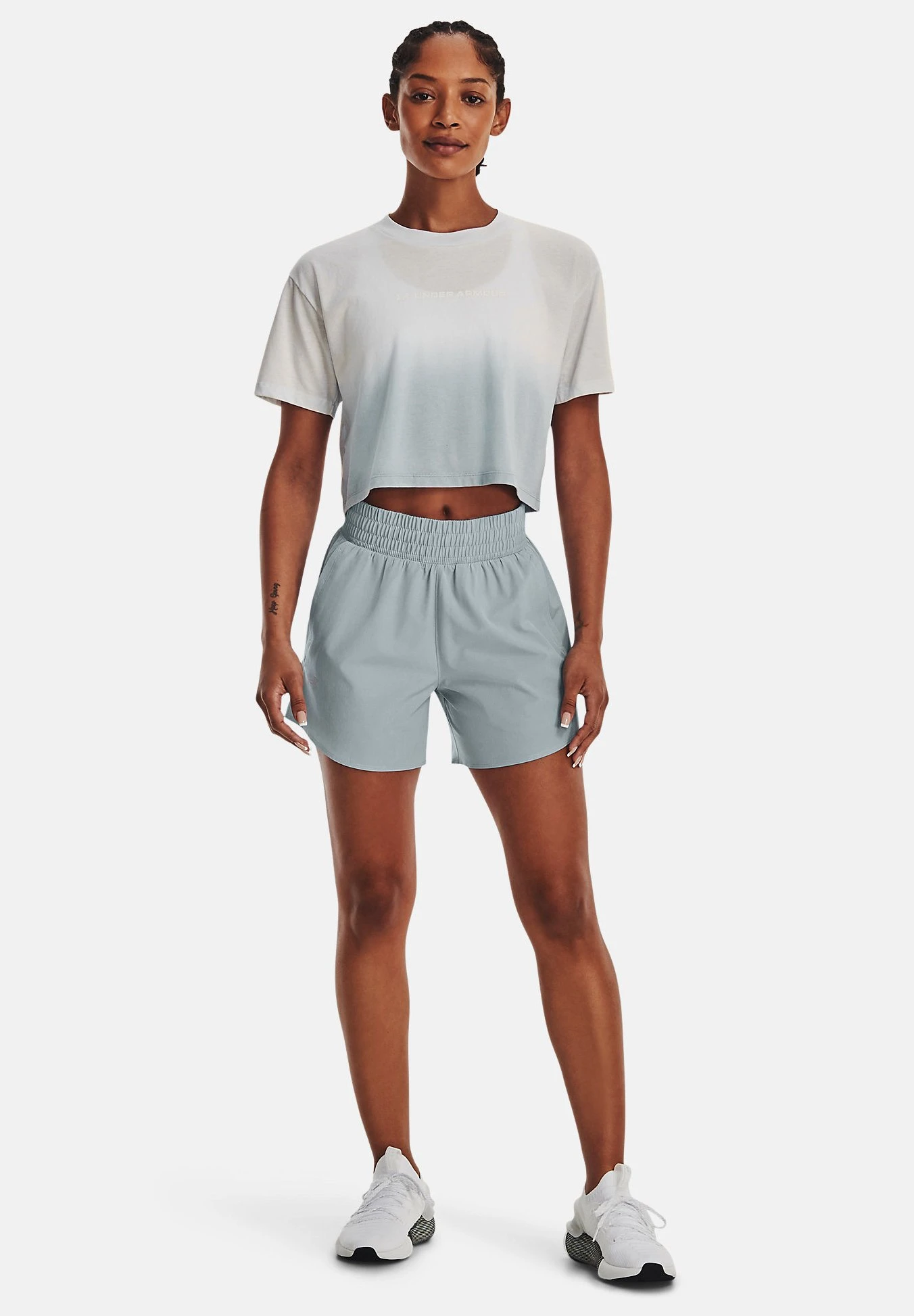 Under Armour Ua Branded Dip Dye Crop Ss - Sport T-Shirt - Gray Mist /White 1 Under Armour Ua Branded Dip Dye Crop Ss - Sport T-Shirt - Gray Mist /White