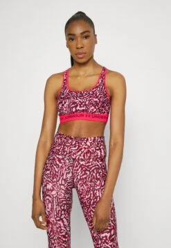 Under Armour Crossback Mid Print - Sport-Bh Met Medium Support - Penta Pink/Black Rose