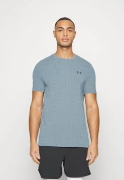 Under Armour Seamless Grid - Sport T-Shirt - Harbor Blue/Downpour Gray