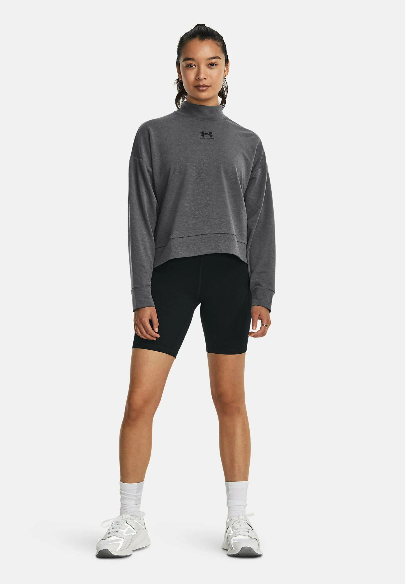 Under Armour Long-Sleeves Rival Mock Crew - Sweater - Jet Gray 2 Under Armour Long-Sleeves Rival Mock Crew - Sweater - Jet Gray - Afbeelding 2