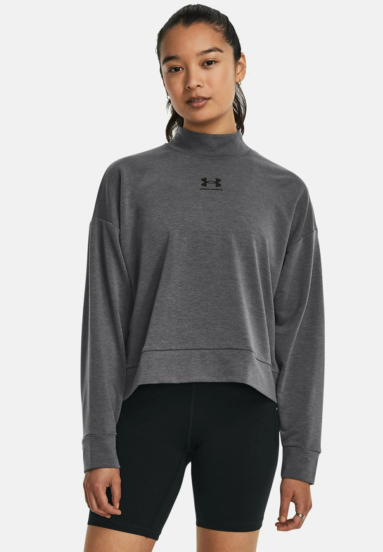 Under Armour Long-Sleeves Rival Mock Crew - Sweater - Jet Gray 1 Under Armour Long-Sleeves Rival Mock Crew - Sweater - Jet Gray