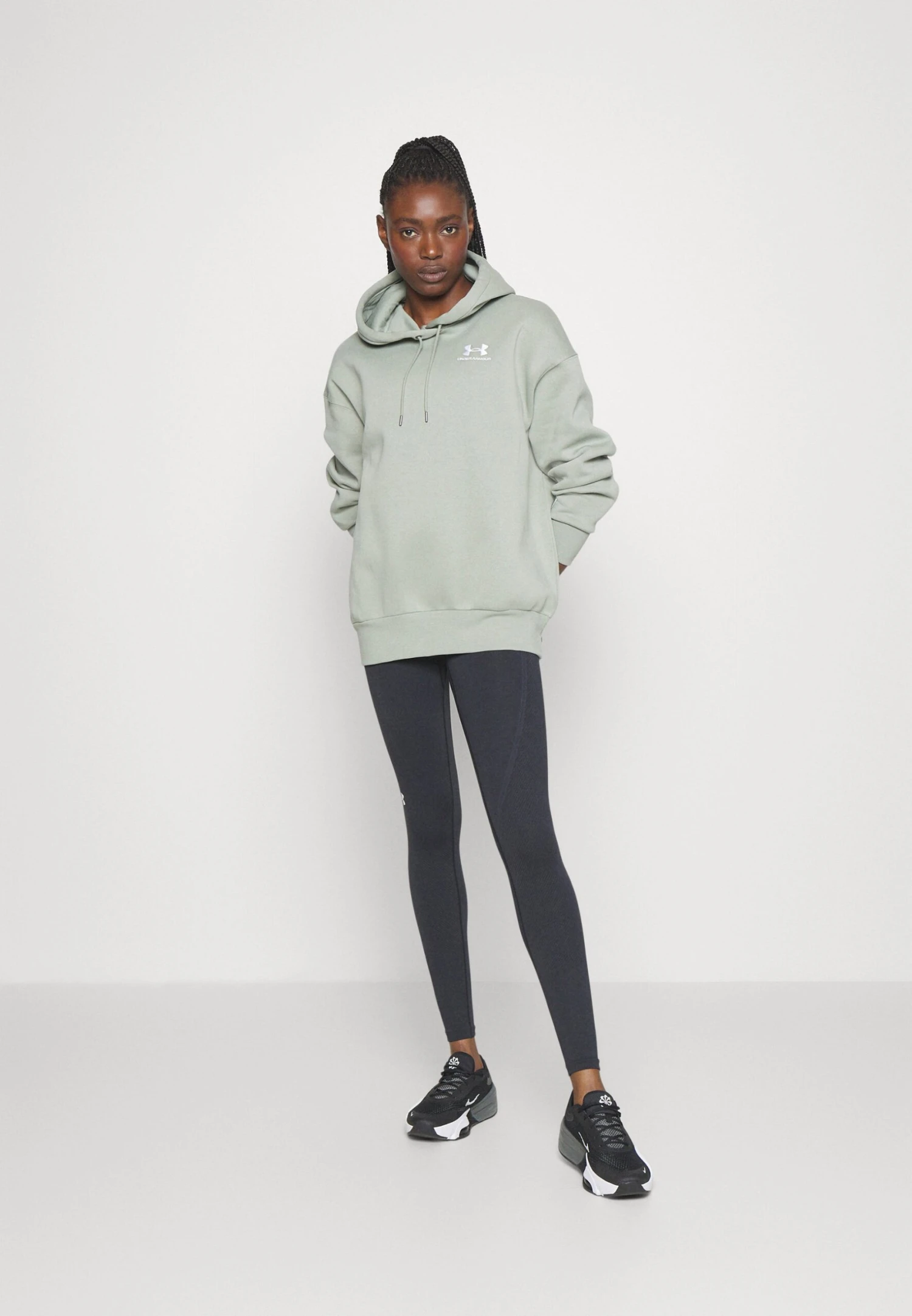 Under Armour Essential Hoodie - Hoodie - Grove Green/White 2 Under Armour Essential Hoodie - Hoodie - Grove Green/White - Afbeelding 2